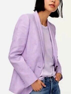 J.Crew Parke Lavender Linen Shawl Collar Blazer Sz 10